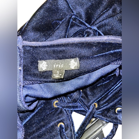 IRIS BLUE Velvet Strapless Dress - Picture 10 of 11